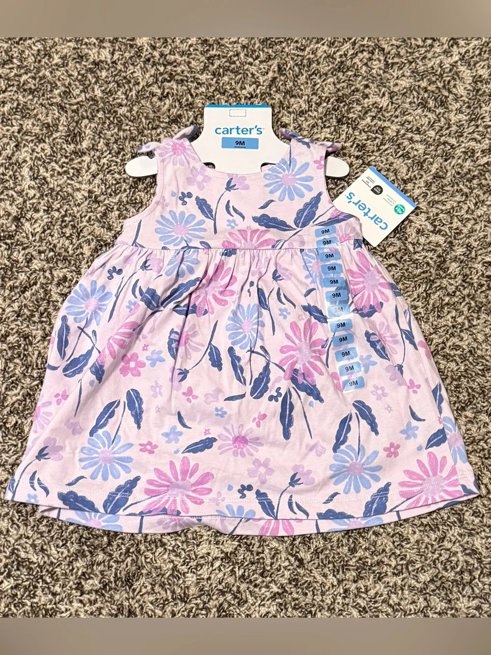 Carter's Light Pink Floral Sundress with Blue & Purple Accents NWT